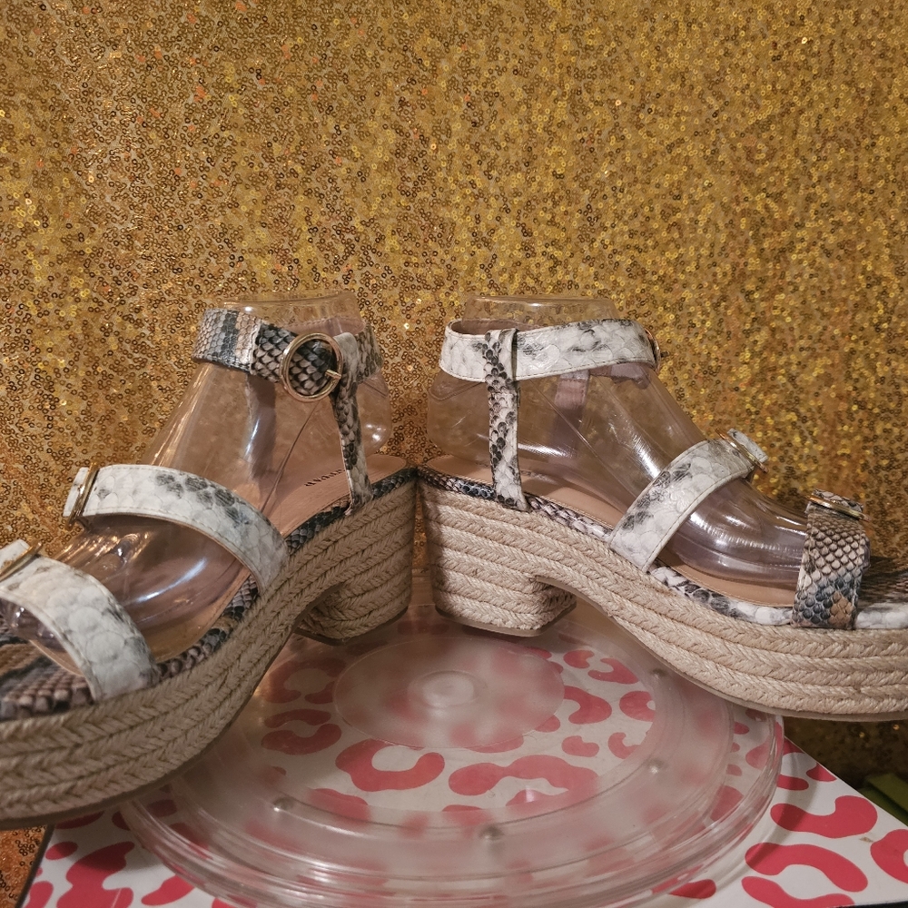 G NEW! Pool Day Heeled Sandal 👡 snakeskin multi color chic animal print - Picture 9 of 12
